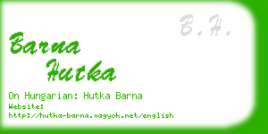barna hutka business card